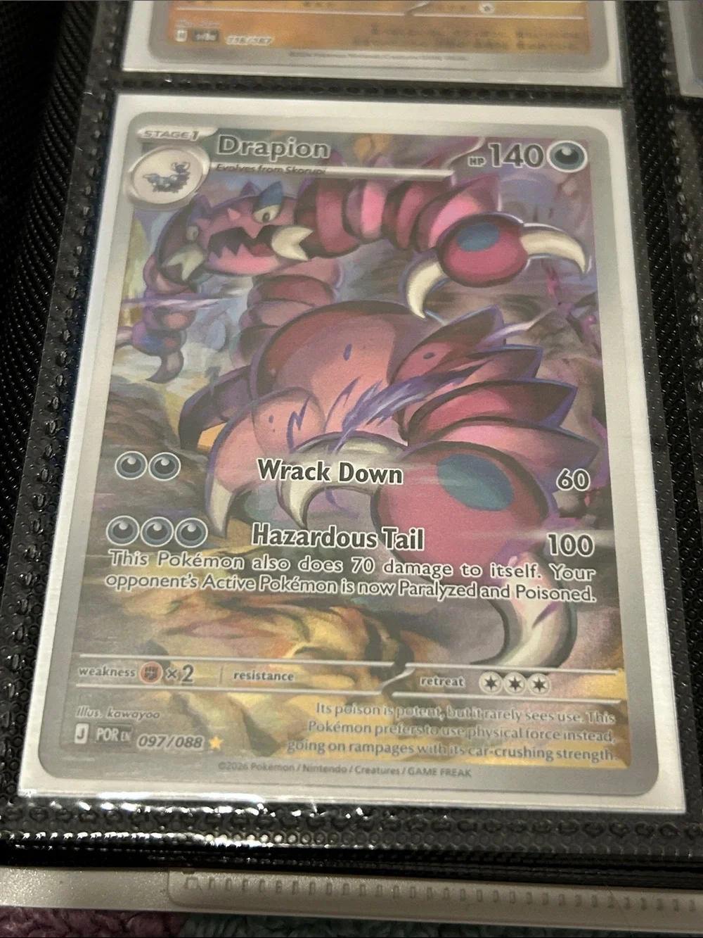 Pokemon Drapion Holofoil Card - Pink, Purple Artwork